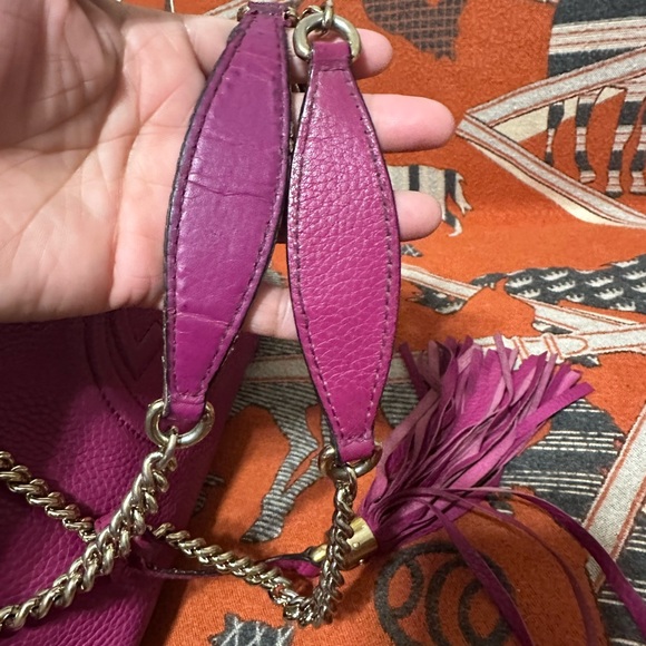 GUCCI ❤️🌟SOHO MAGENTA PEBBLED LEATHER TOTE⭐️ - Picture 8 of 15